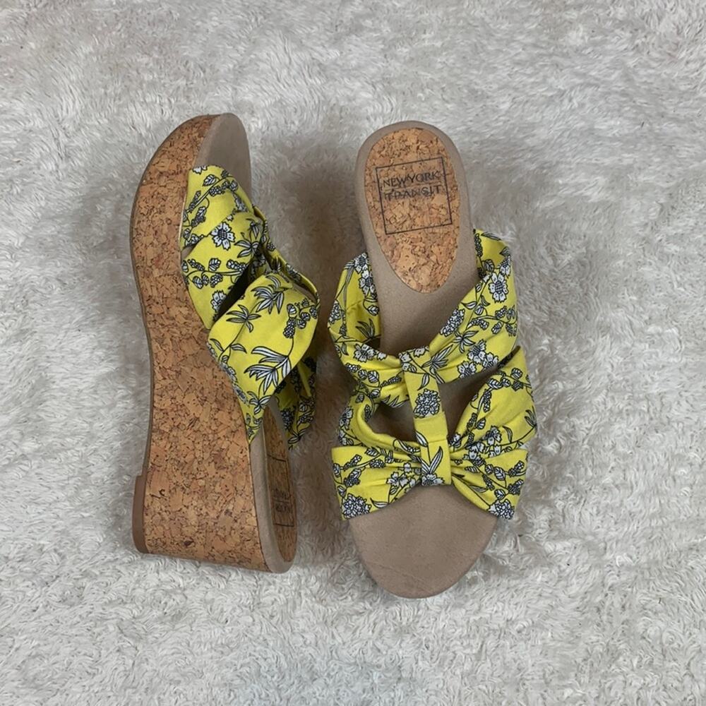 New York Transit cork and cloth wedge sandals, 8